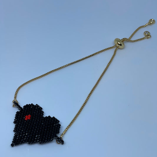 Black Heart Beads Bracelet Metal